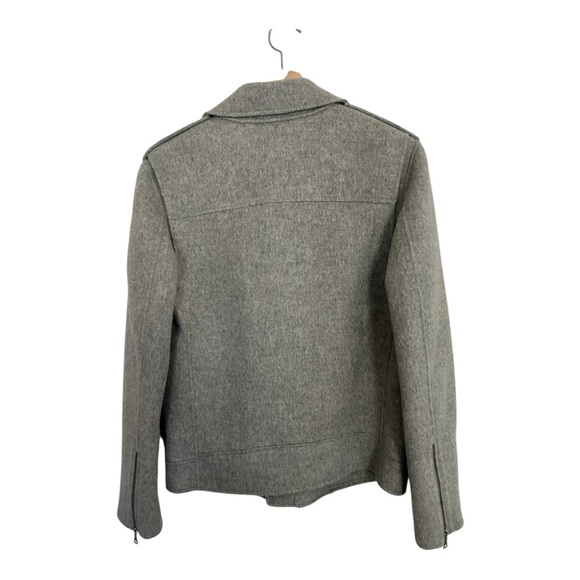 Theory Wool-Cashmere Belted Moto Jacket in Light Grey – Size M - Picture 6 of 11